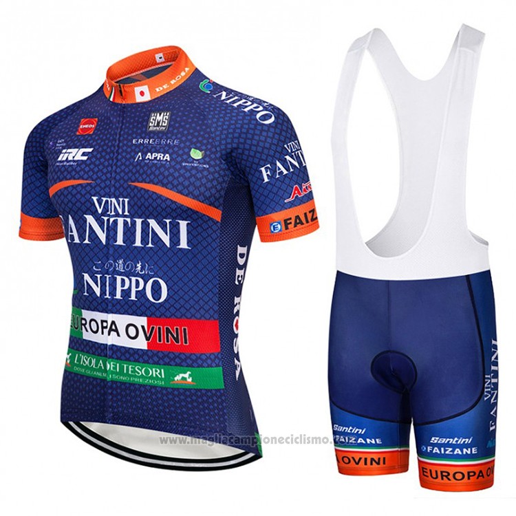 2018 Abbigliamento Ciclismo Vini Fantini Scuro Blu Manica Corta Salopette